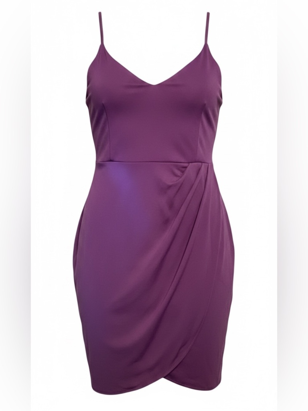 Elegant Plum V-Neck Draped Slip Dress - Women